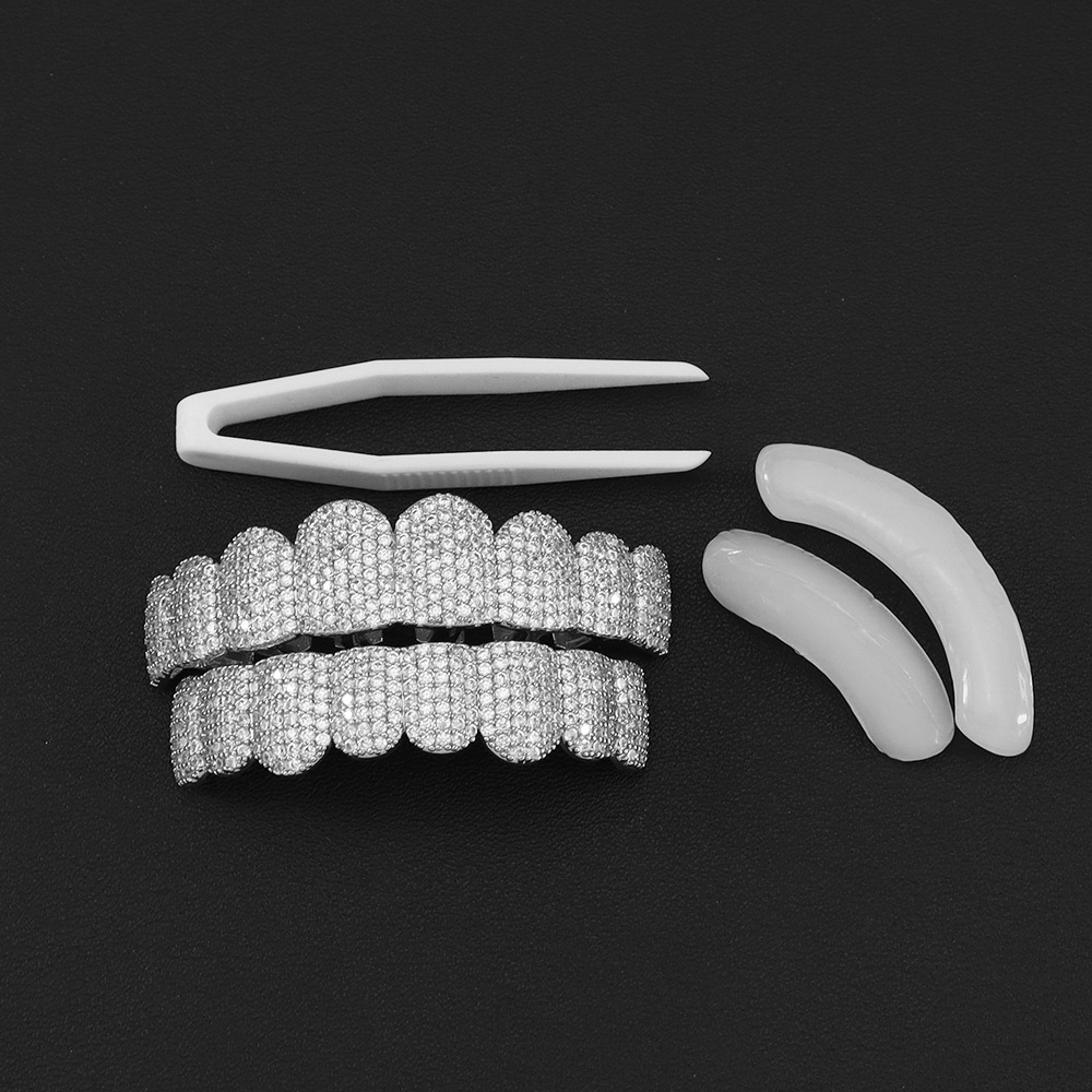 Teeth Whitening Moulds - Gümüş Kaplama Tam Zirkonyum Taşlı Diş