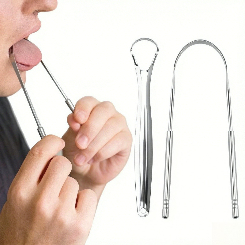 Tongue Scraper Metal - Paslanmaz Çelik Dil Kazıyıcı, Taşınabilir Dil